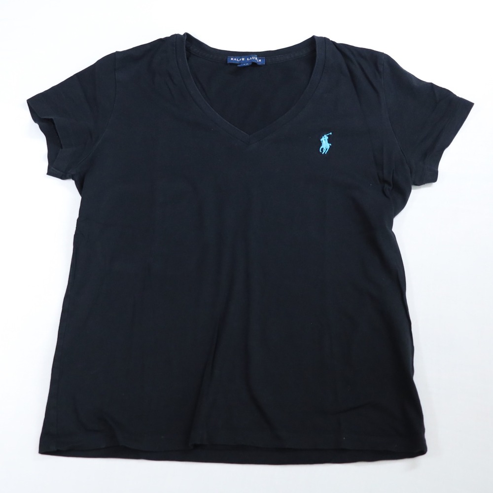 Vintage Y2K Ralph Lauren V-Neck T-Shirt Bundle Women S Black Pima Cotton Lot 2 - Picture 2 of 16